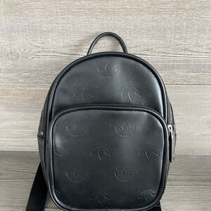 adidas Black Mini Backpack with Embossed Trefoil